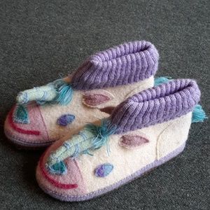 Garnet Hill Wool Unicorn Slippers